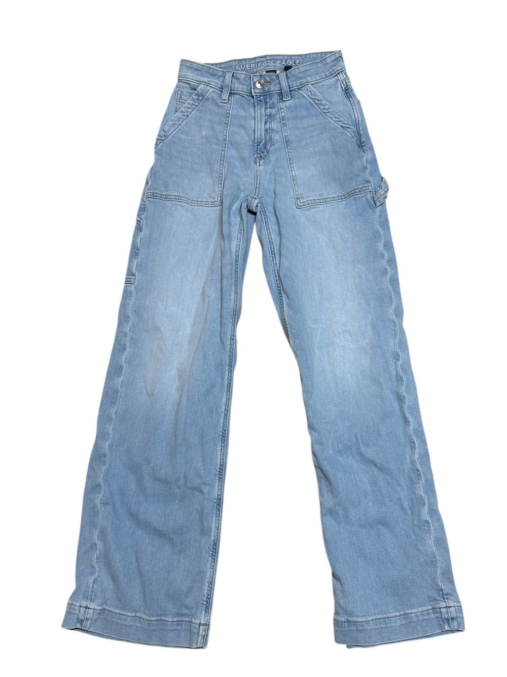 American Eagle Carpenter Jeans Women’s 6 Light Wash High Rise Wide Leg Stretch